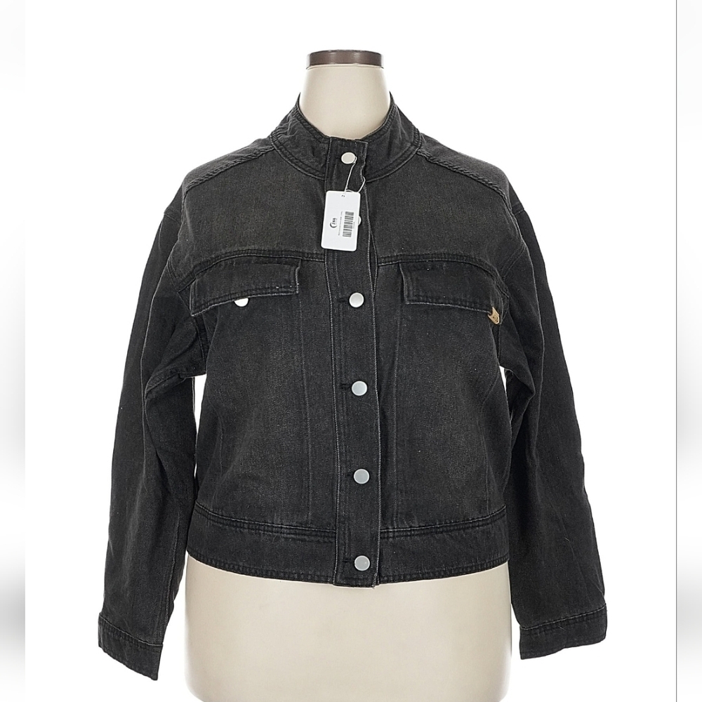 ZYIA Black Crossroads Cotton Denim Jacket - Size XXL